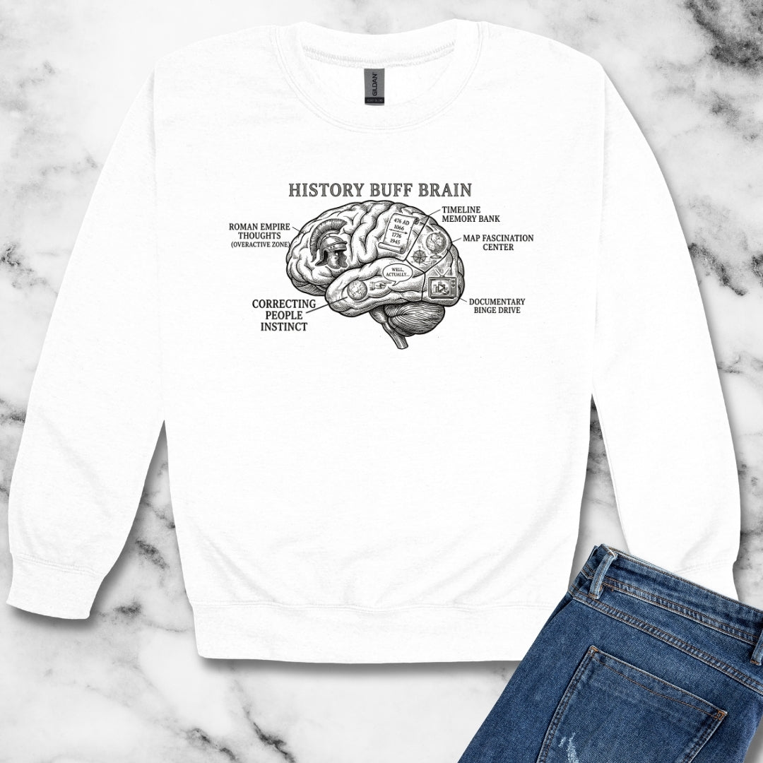 History Buff Brain Unisex Heavy Crewneck Sweatshirt