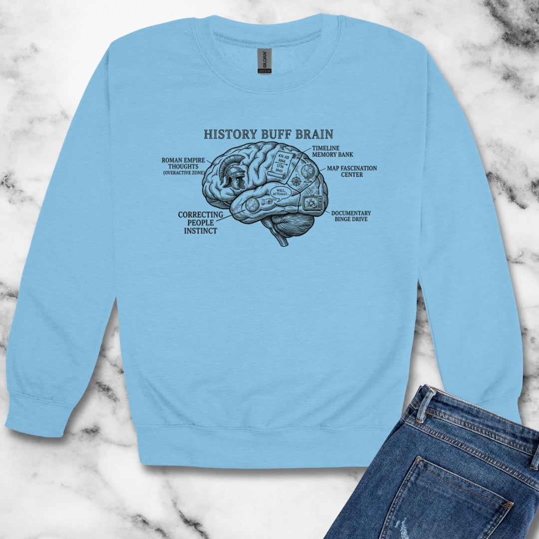 History Buff Brain Unisex Heavy Crewneck Sweatshirt