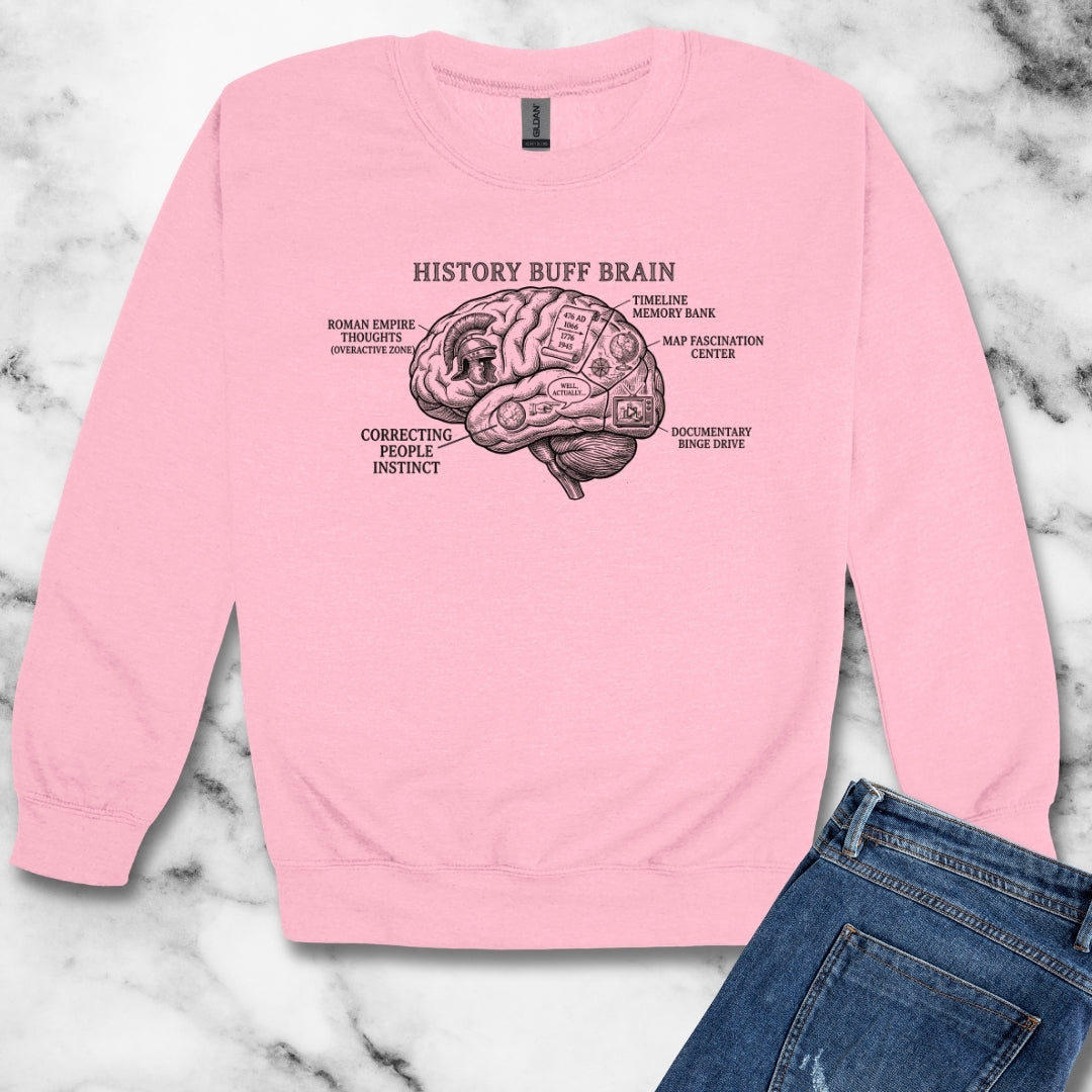 History Buff Brain Unisex Heavy Crewneck Sweatshirt