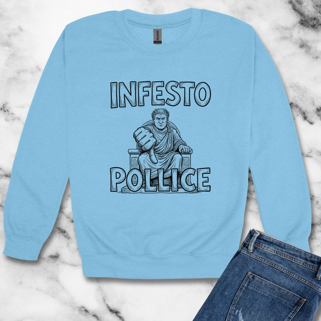 Infesto Pollice Hostile Thumb in Latin Unisex Heavy Crewneck Sweatshirt