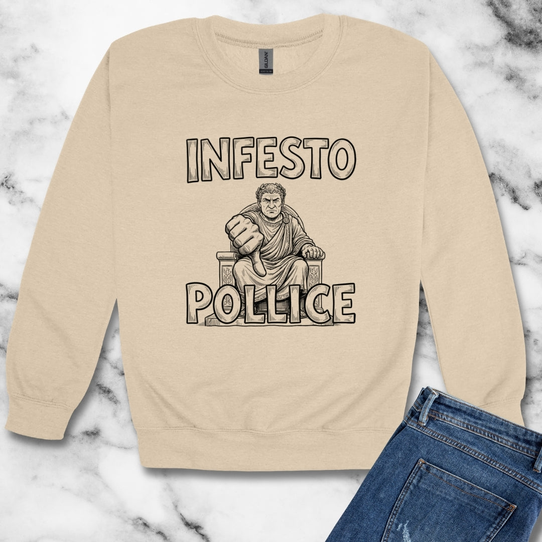 Infesto Pollice Hostile Thumb in Latin Unisex Heavy Crewneck Sweatshirt