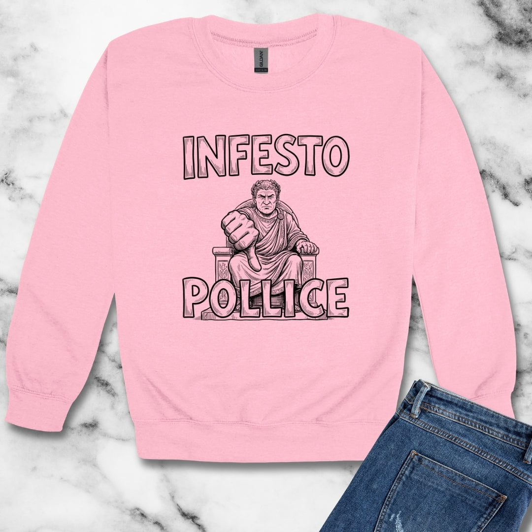 Infesto Pollice Hostile Thumb in Latin Unisex Heavy Crewneck Sweatshirt