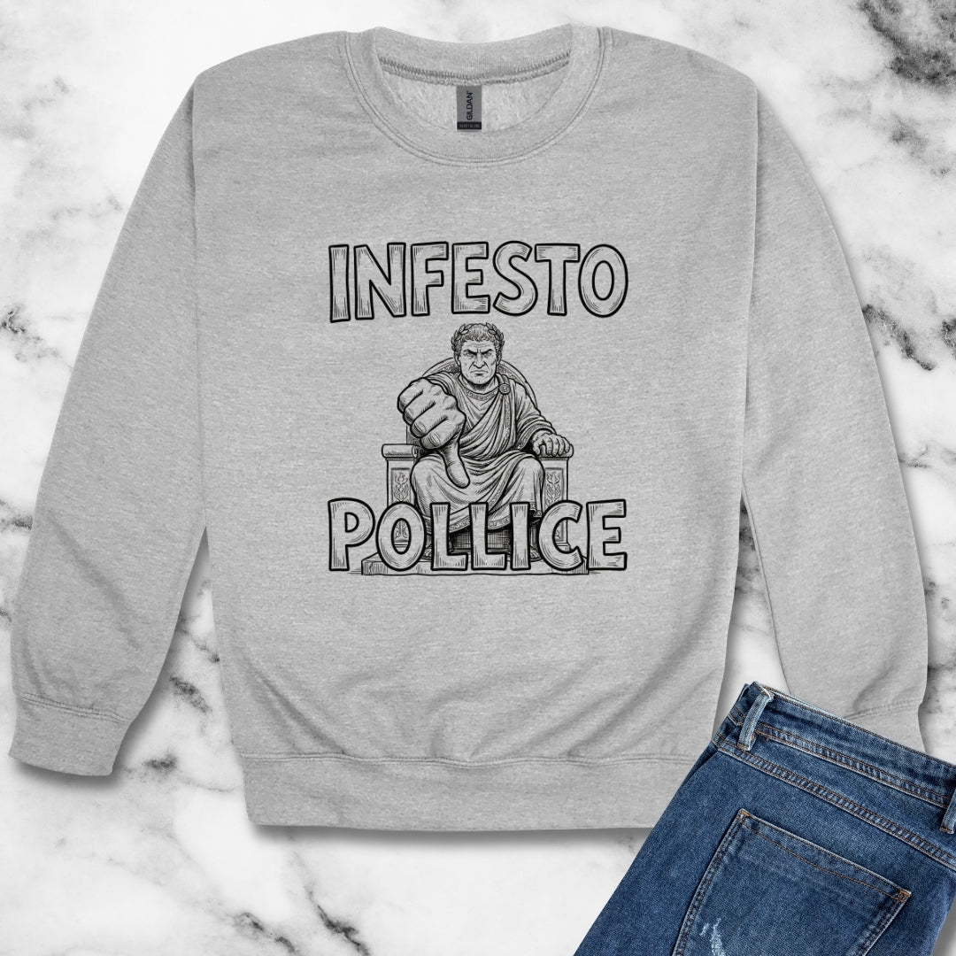 Infesto Pollice Hostile Thumb in Latin Unisex Heavy Crewneck Sweatshirt
