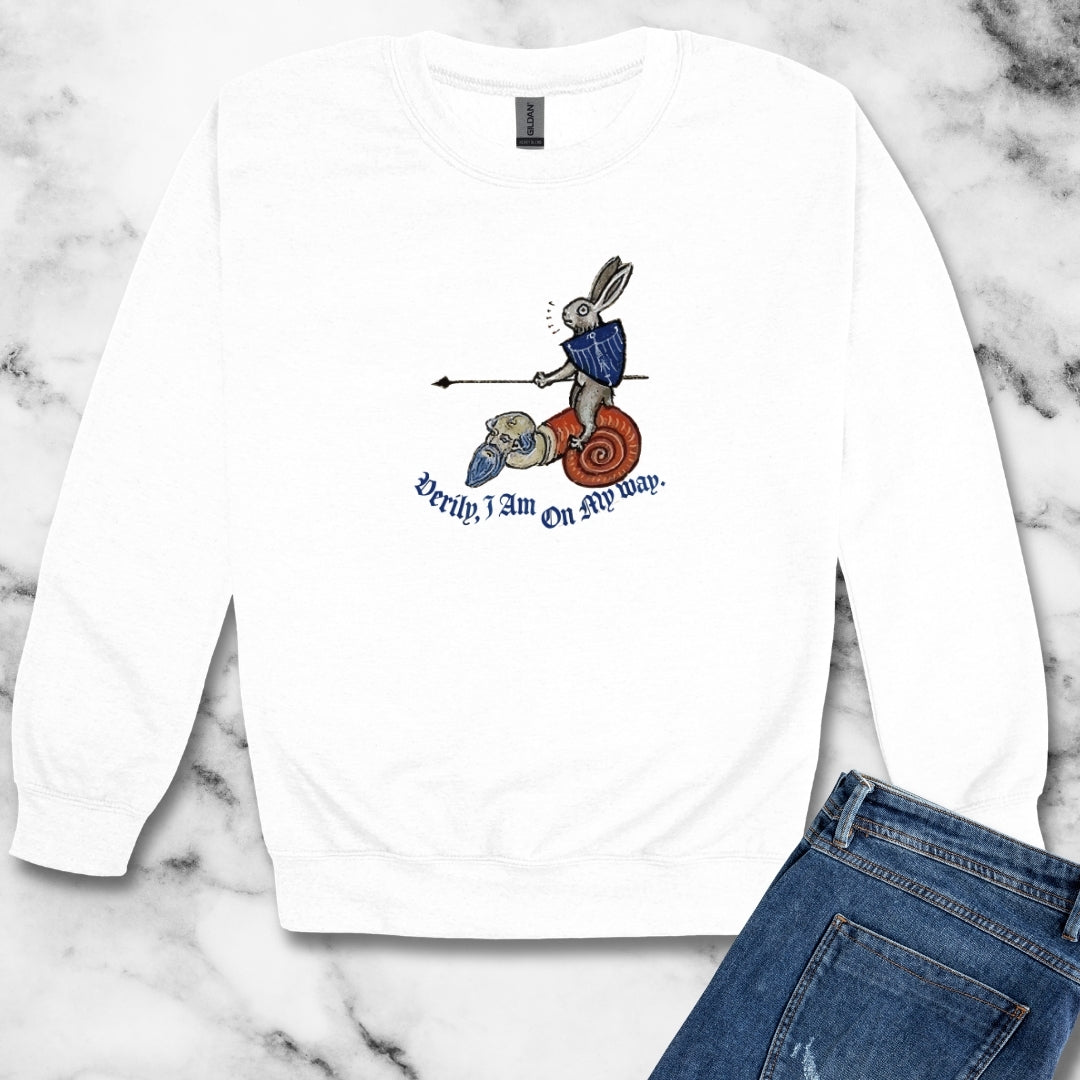 Medieval Marginalia Rabbit Snail Unisex Heavy Crewneck Sweatshirt