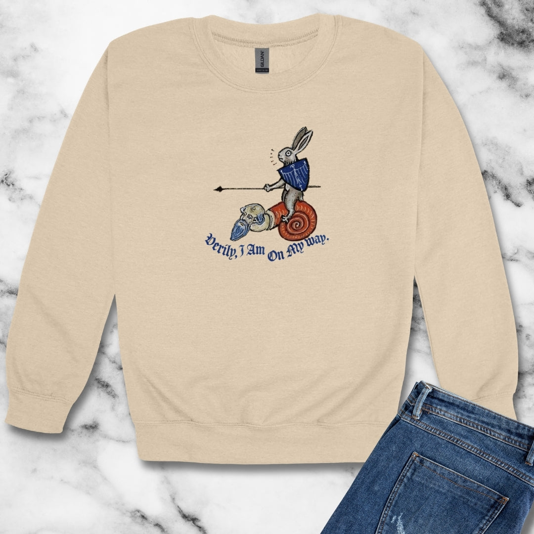 Medieval Marginalia Rabbit Snail Unisex Heavy Crewneck Sweatshirt