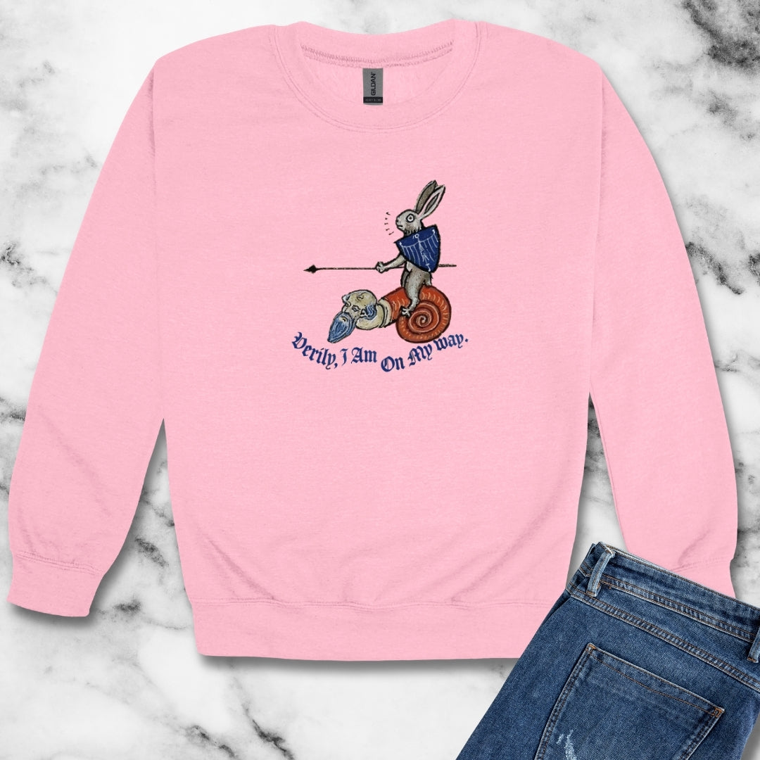 Medieval Marginalia Rabbit Snail Unisex Heavy Crewneck Sweatshirt
