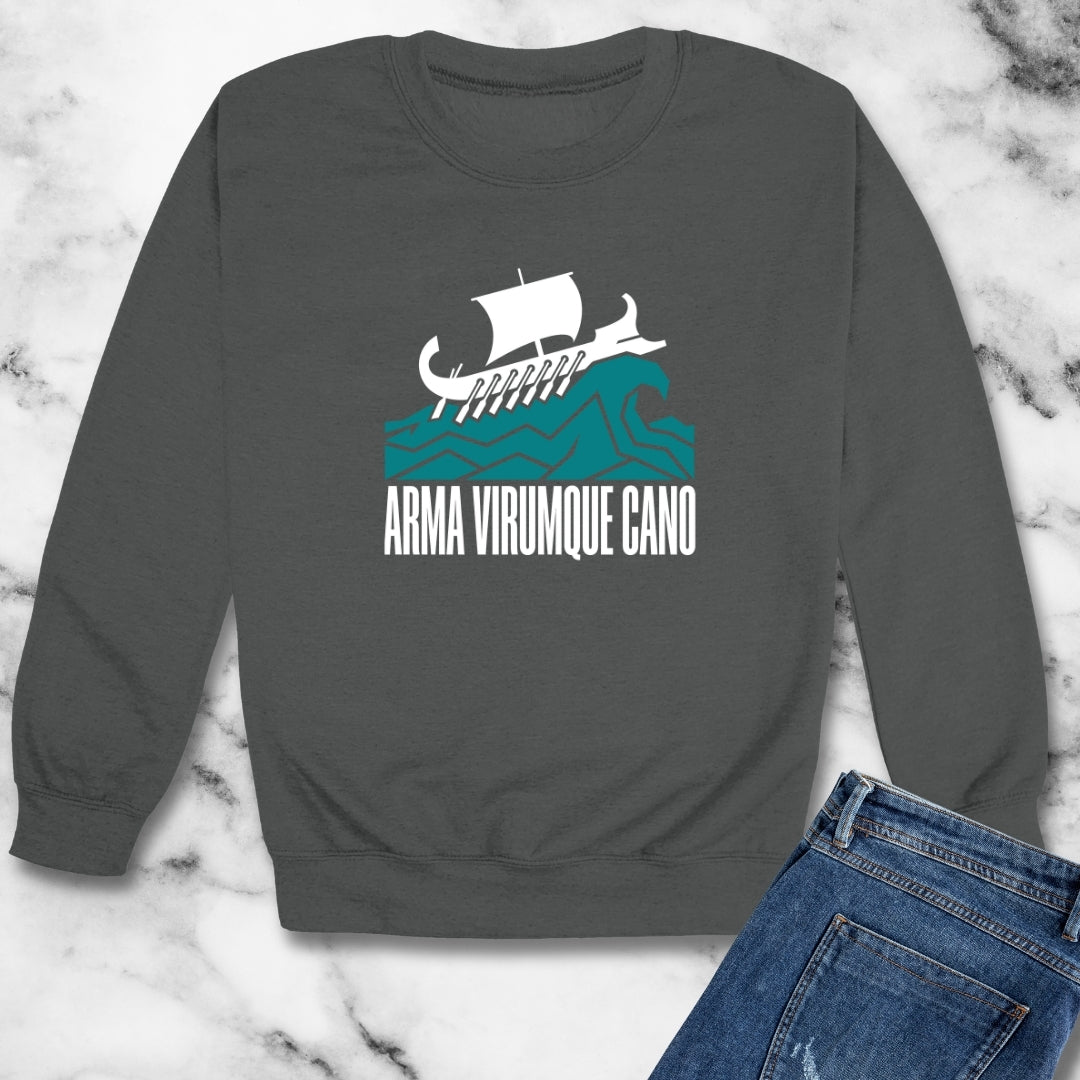 Arma Virumque Cano Minimalist Unisex Heavy Crewneck Sweatshirt