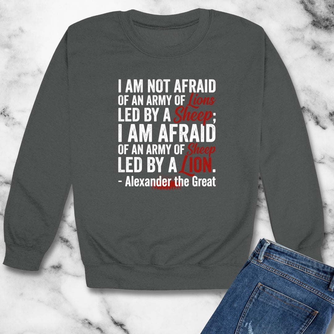 Alexander the Great Quote Led by Lions Unisex Heavy Crewneck Sweatshirt