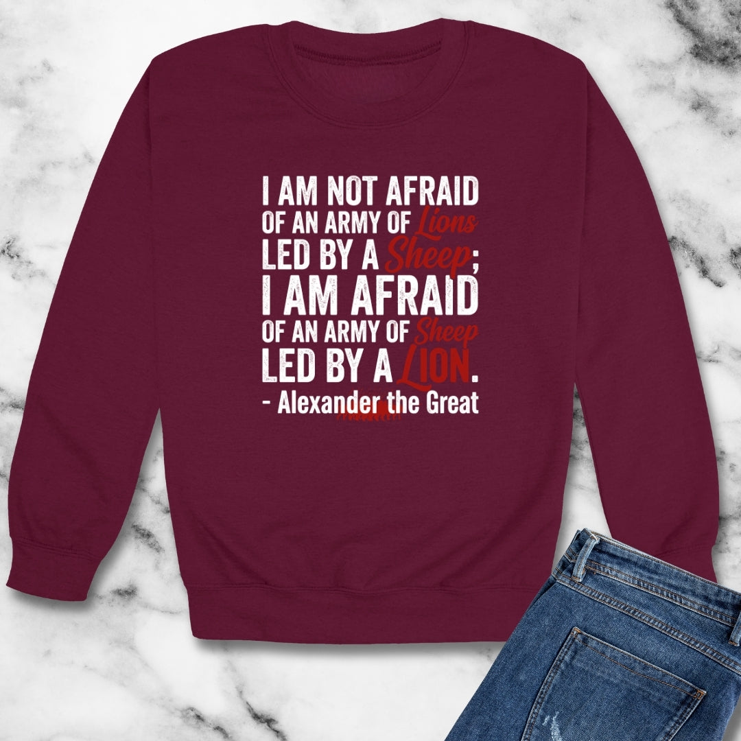 Alexander the Great Quote Led by Lions Unisex Heavy Crewneck Sweatshirt