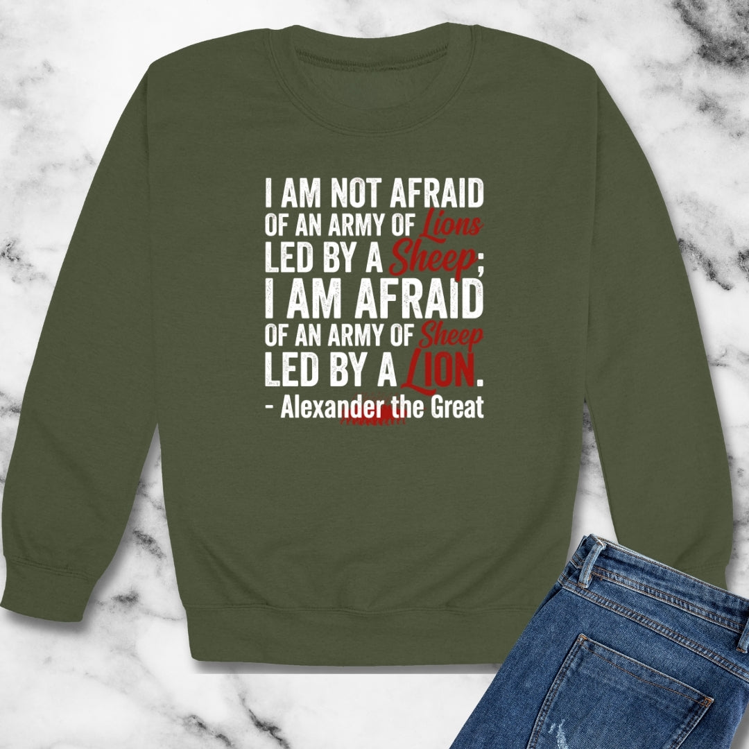Alexander the Great Quote Led by Lions Unisex Heavy Crewneck Sweatshirt
