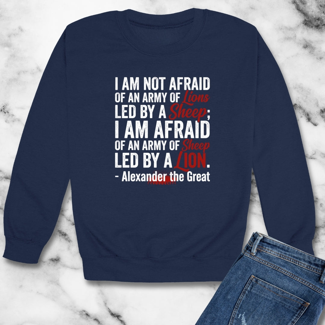Alexander the Great Quote Led by Lions Unisex Heavy Crewneck Sweatshirt
