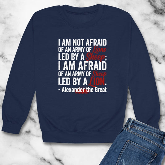 Alexander the Great Quote Led by Lions Unisex Heavy Crewneck Sweatshirt