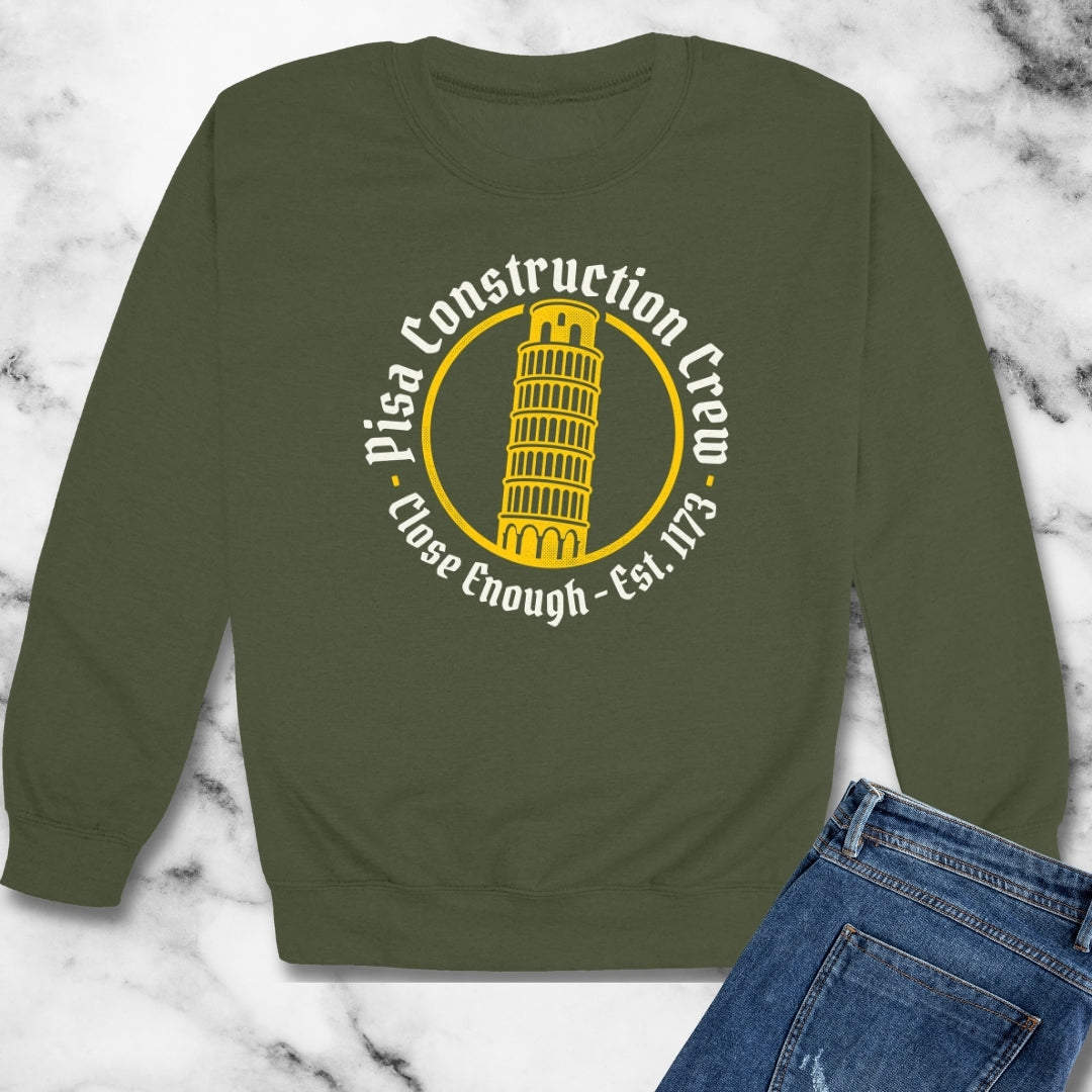 Pisa Construction Crew Leaning Tower Unisex Heavy Crewneck Sweatshirt