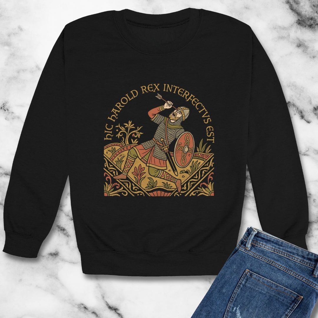 Hic Harold Interfectus Battle of Hastings Unisex Heavy Crewneck Sweatshirt