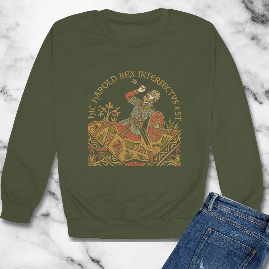Hic Harold Interfectus Battle of Hastings Unisex Heavy Crewneck Sweatshirt