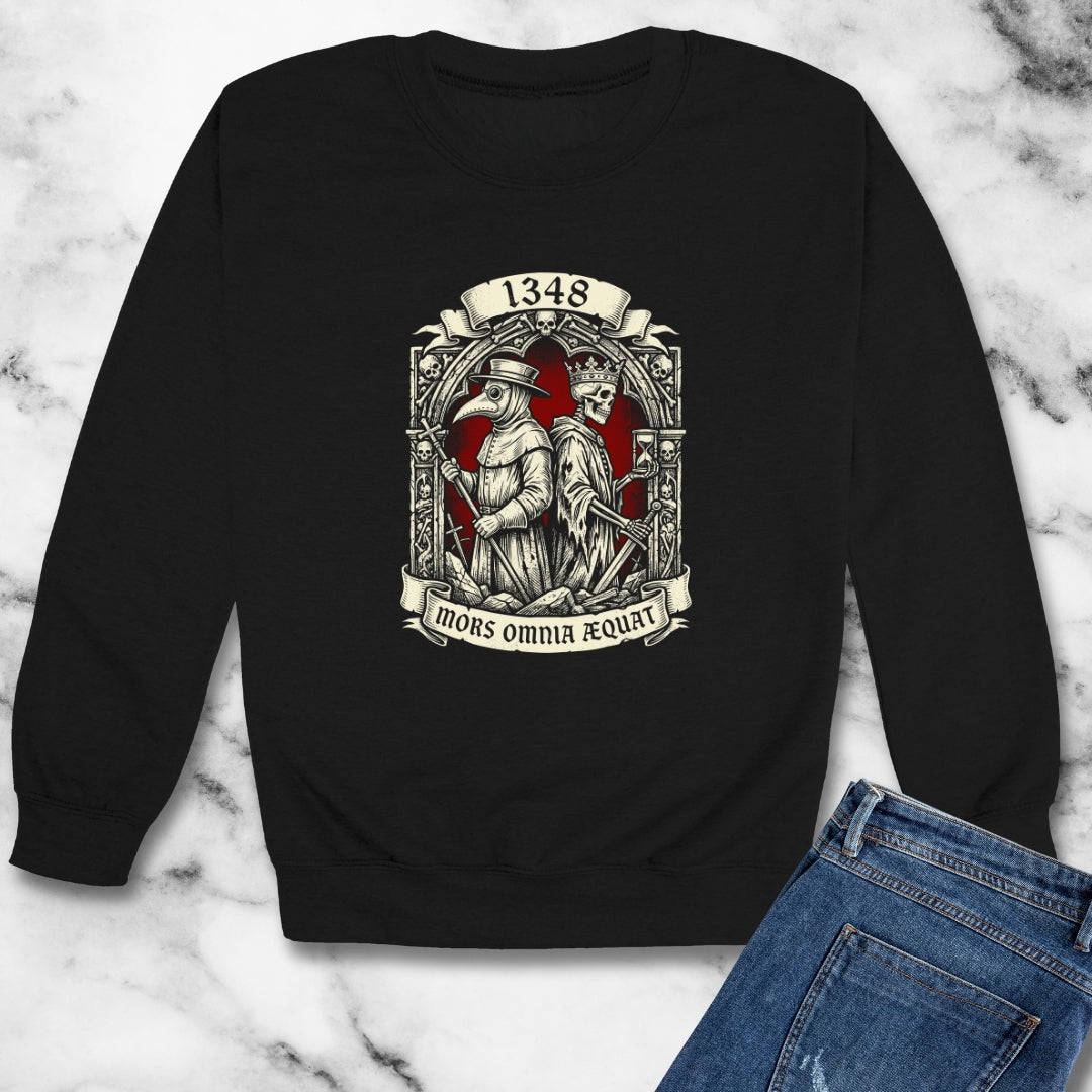 Black Plague Death Makes Equal in Latin Unisex Heavy Crewneck Sweatshirt