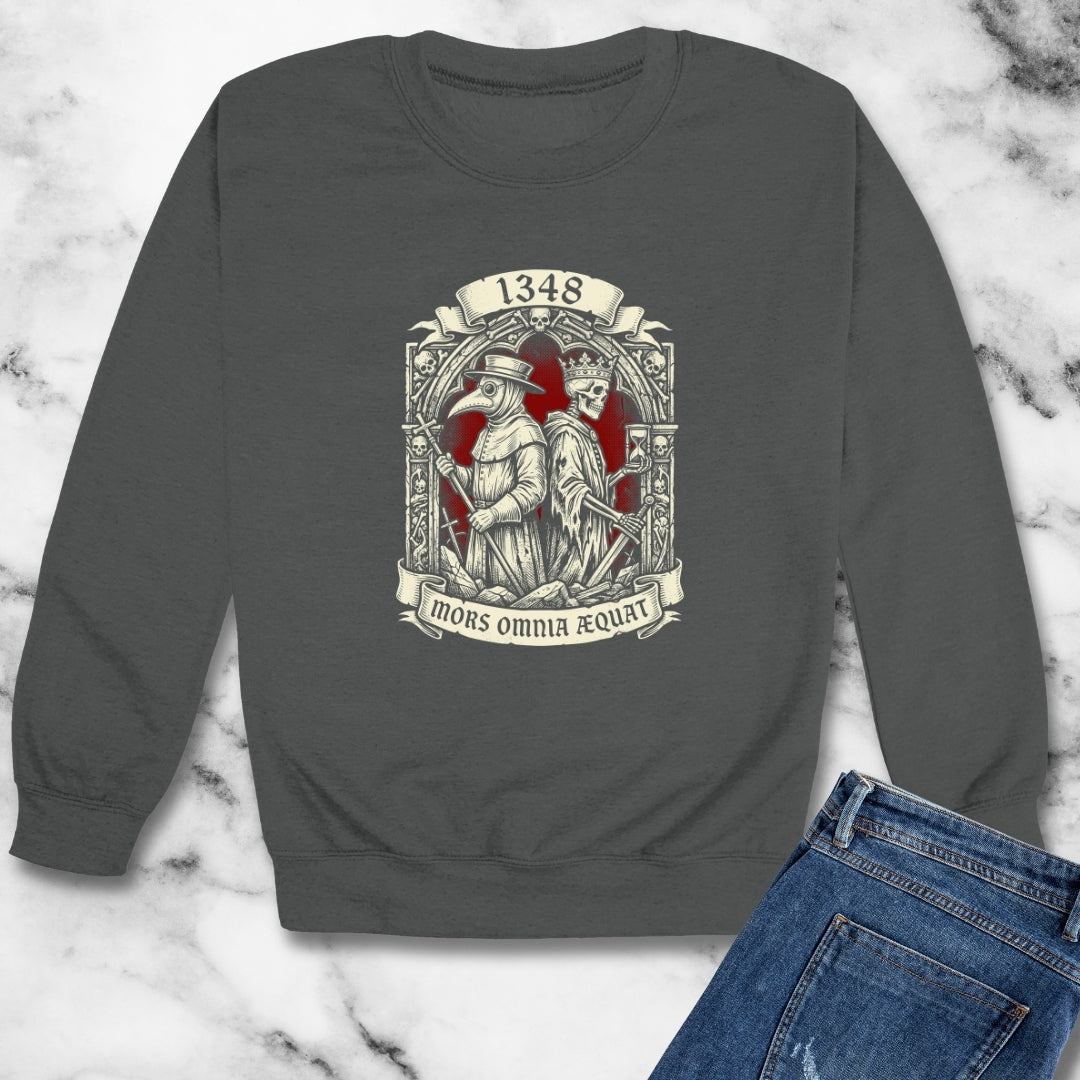 Black Plague Death Makes Equal in Latin Unisex Heavy Crewneck Sweatshirt