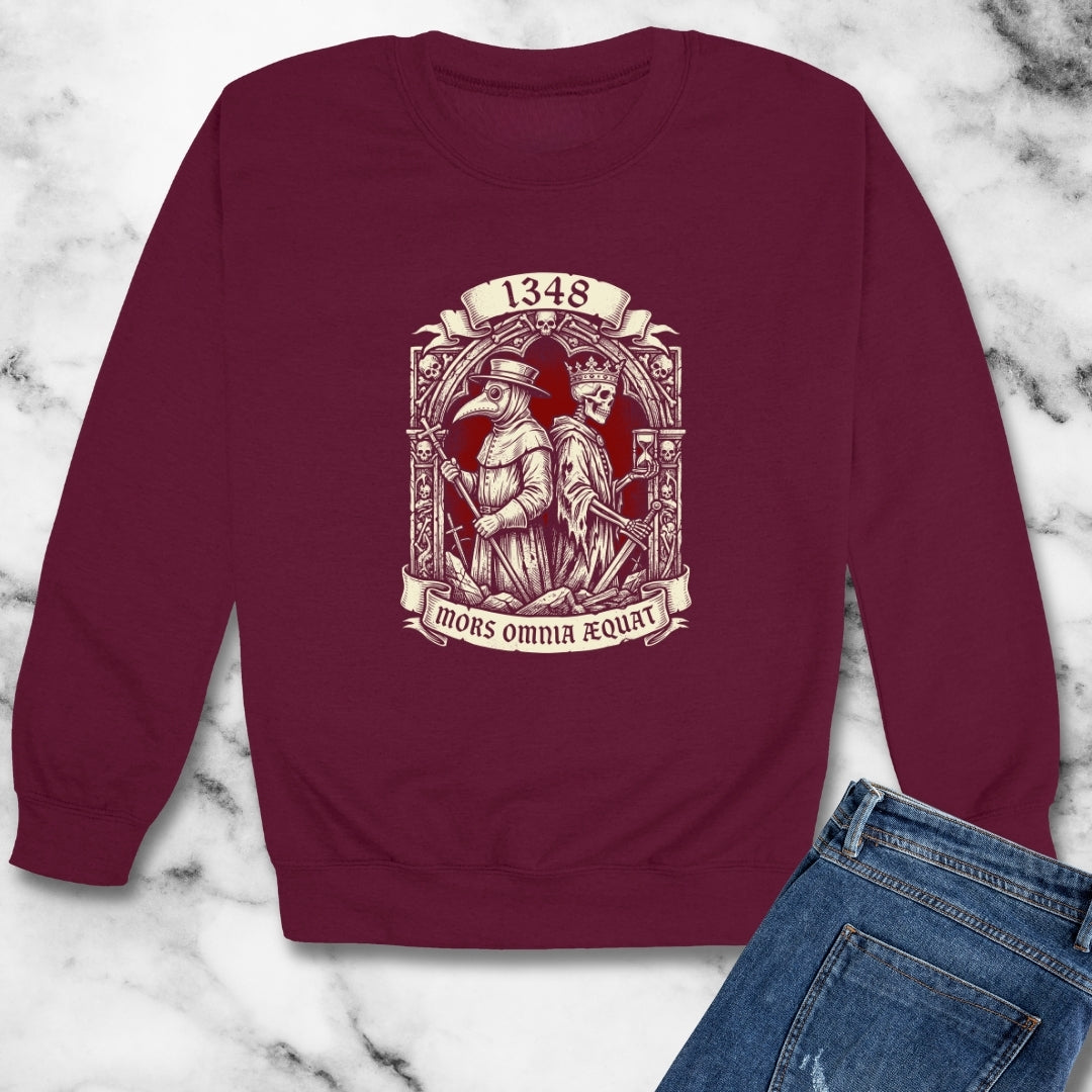 Black Plague Death Makes Equal in Latin Unisex Heavy Crewneck Sweatshirt