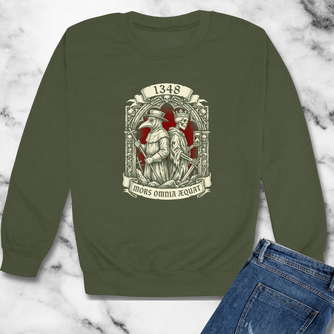 Black Plague Death Makes Equal in Latin Unisex Heavy Crewneck Sweatshirt