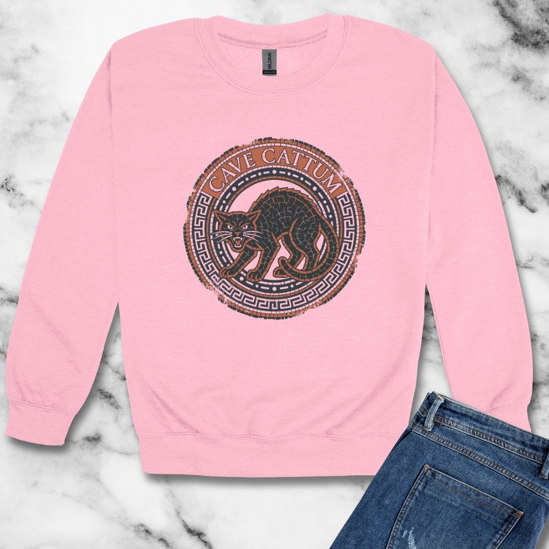 Cave Cattum Beware of Cat Latin Unisex Heavy Crewneck Sweatshirt