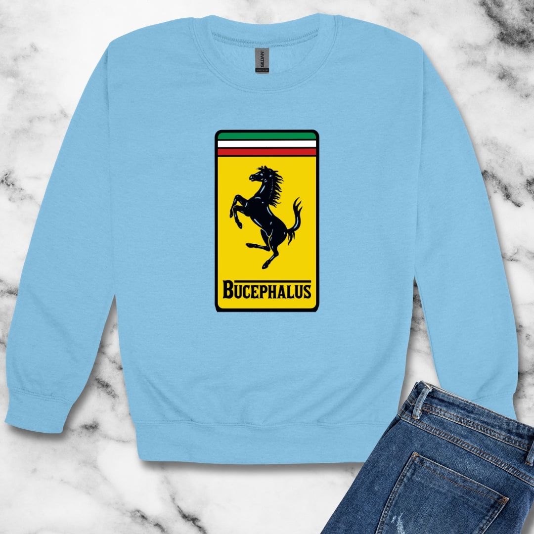 Bucephalus Race Car Logo Unisex Heavy Crewneck Sweatshirt