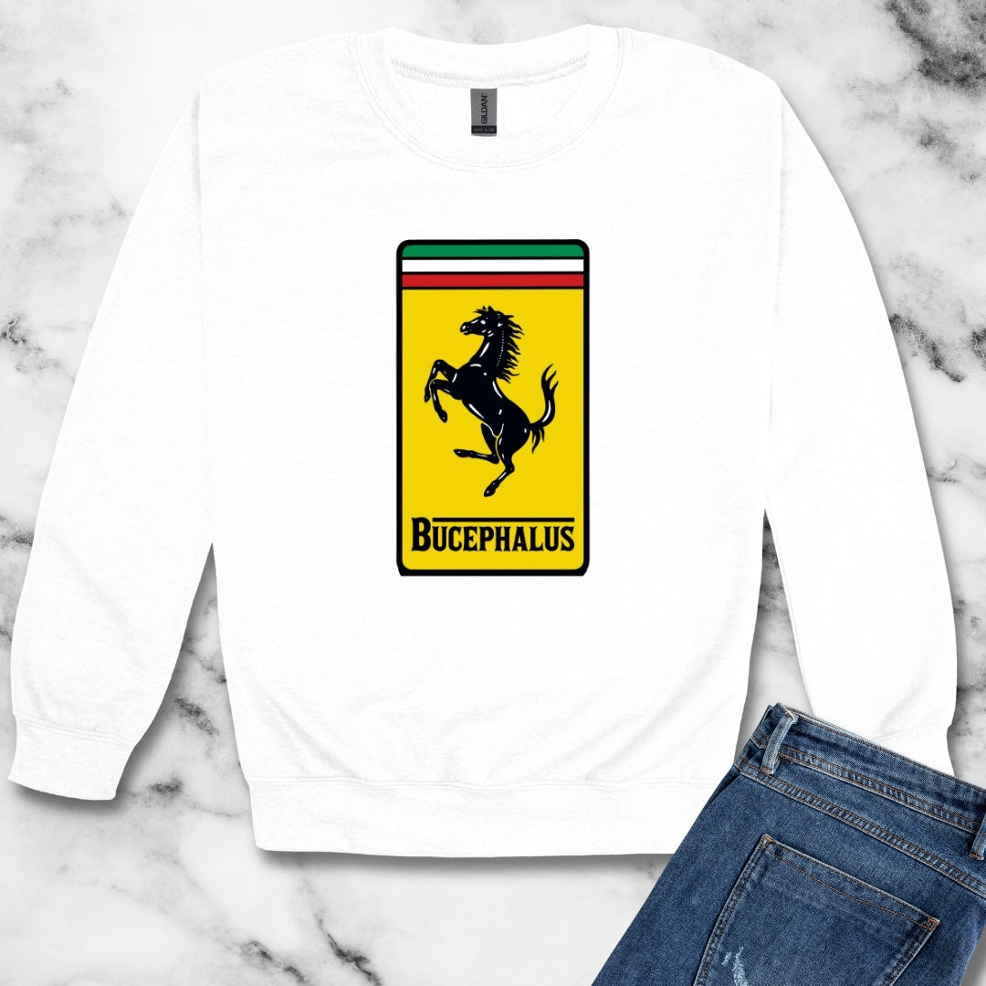Bucephalus Race Car Logo Unisex Heavy Crewneck Sweatshirt