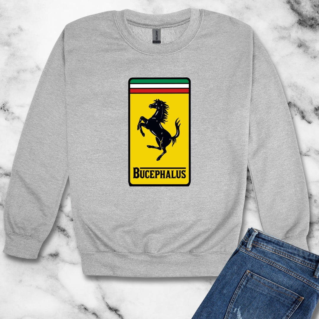 Bucephalus Race Car Logo Unisex Heavy Crewneck Sweatshirt