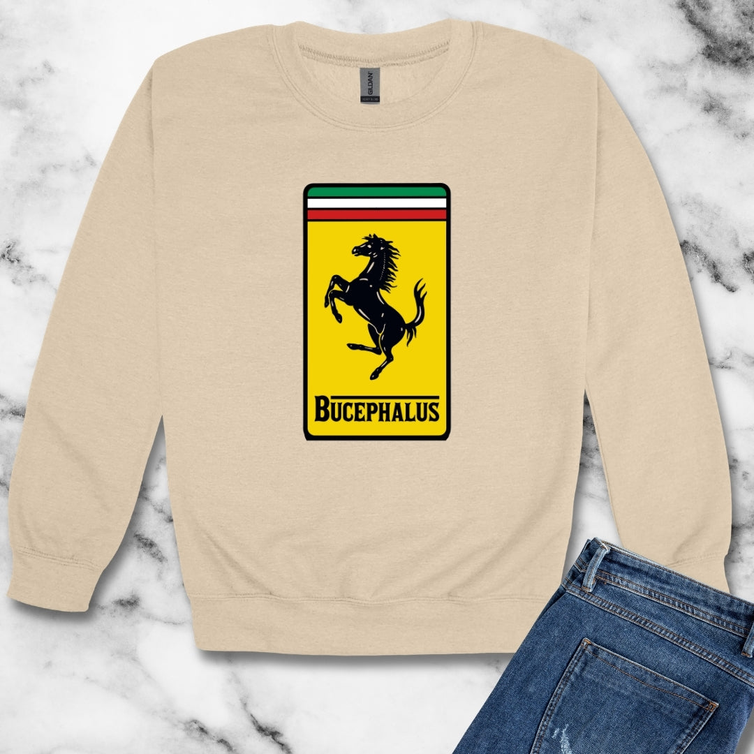 Bucephalus Race Car Logo Unisex Heavy Crewneck Sweatshirt