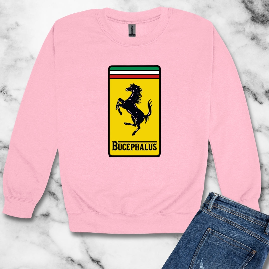 Bucephalus Race Car Logo Unisex Heavy Crewneck Sweatshirt