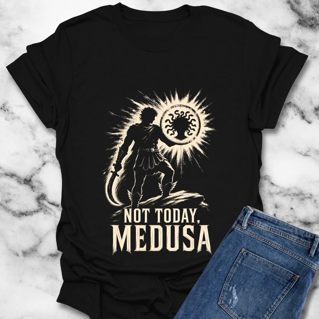 Not Today Medusa Perseus Shield T-Shirt