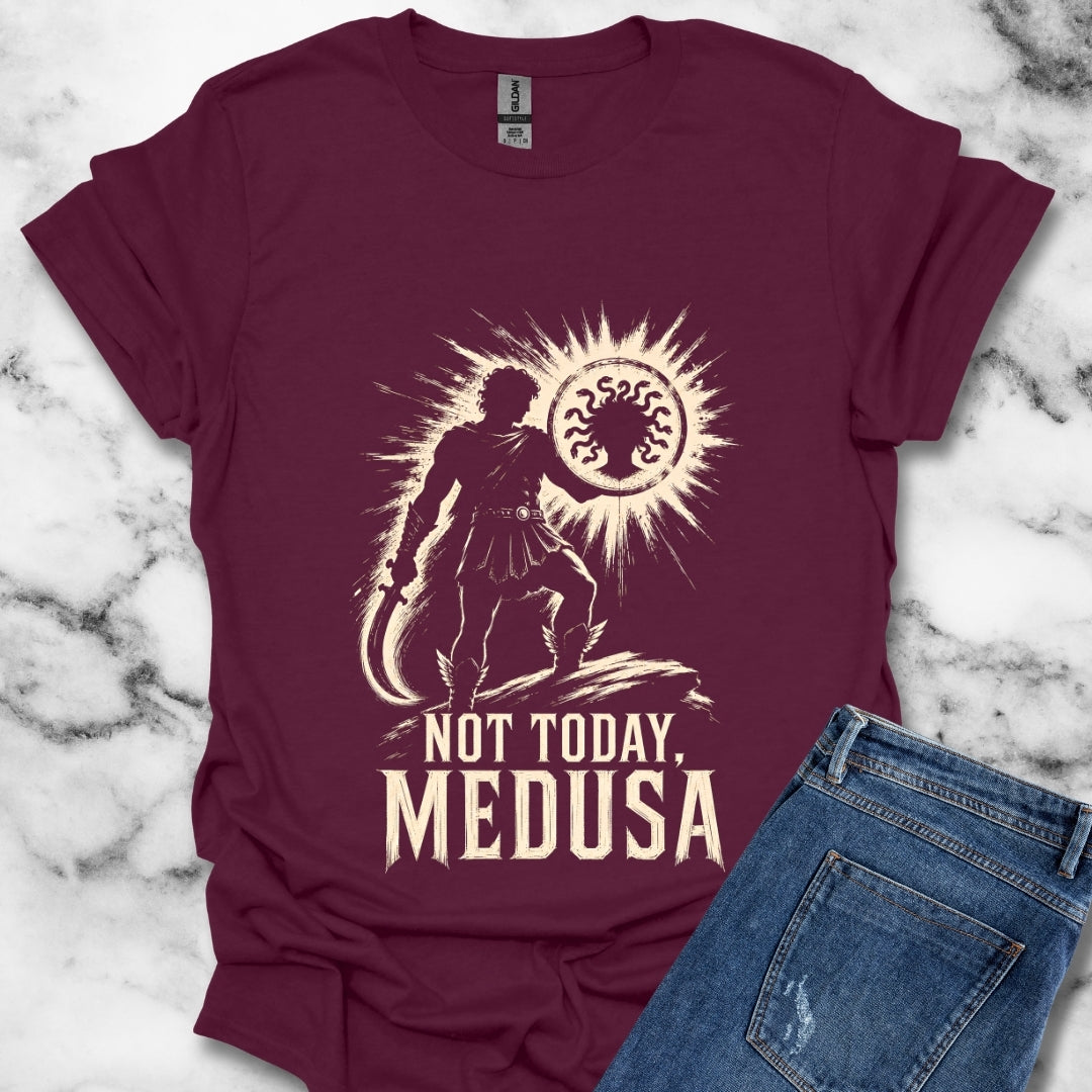 Not Today Medusa Perseus Shield T-Shirt