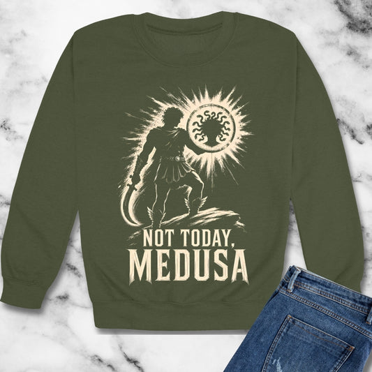 Not Today Medusa Perseus Shield Unisex Heavy Crewneck Sweatshirt