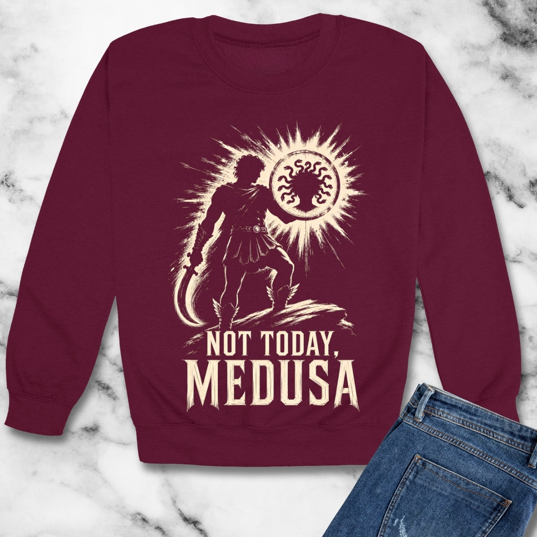 Not Today Medusa Perseus Shield Unisex Heavy Crewneck Sweatshirt
