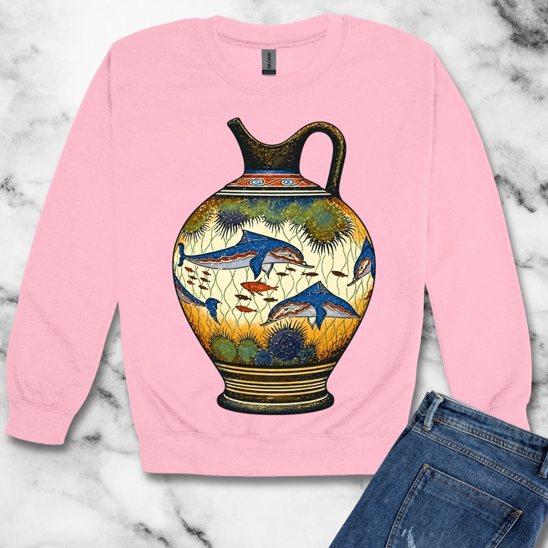 Minoan Dolphin Vase Unisex Heavy Crewneck Sweatshirt