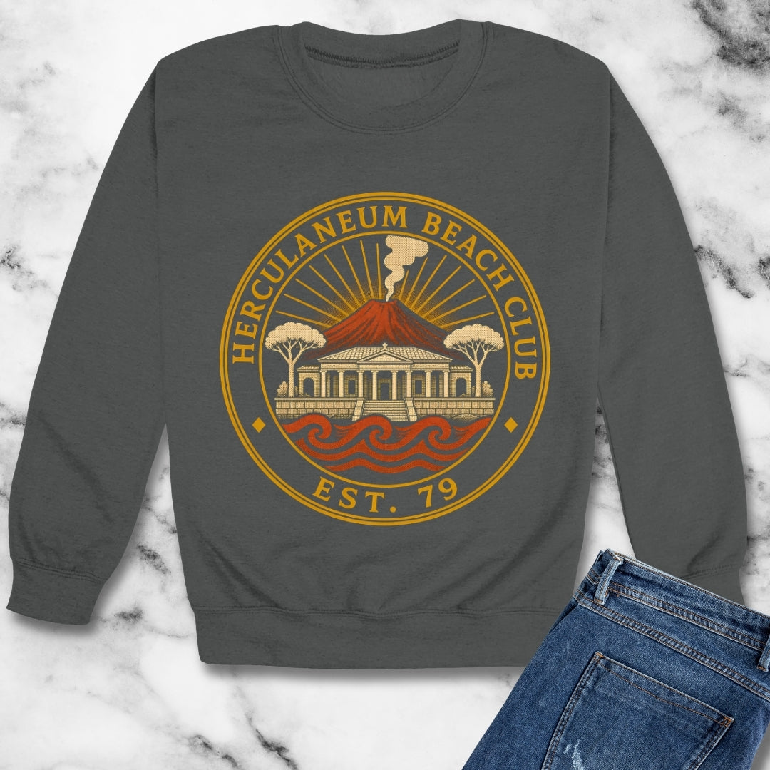 Herculaneum Beach Club Est 79 Unisex Heavy Crewneck Sweatshirt