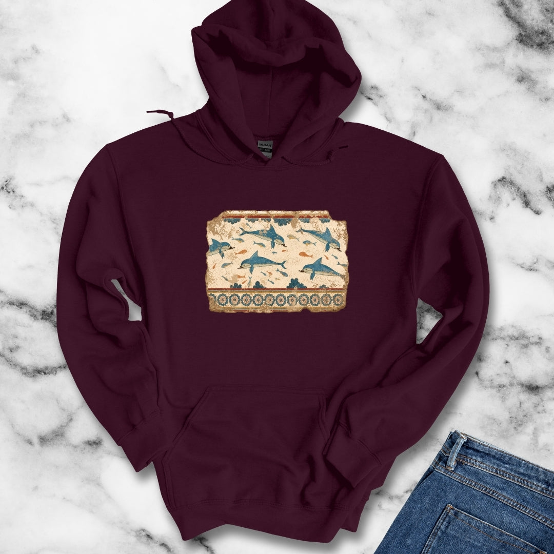 Minoan Dolphin Fresco Fragment Hoodie