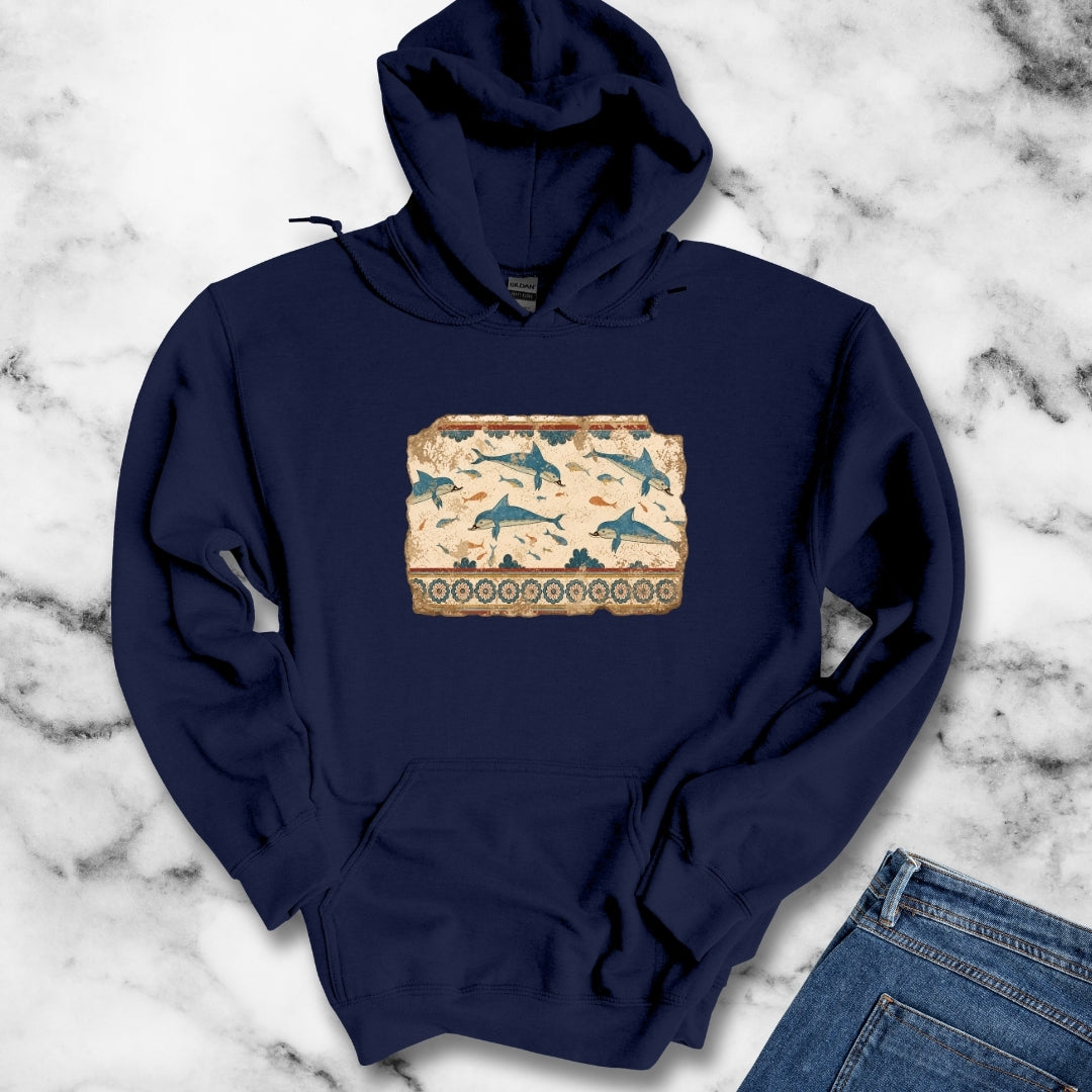 Minoan Dolphin Fresco Fragment Hoodie