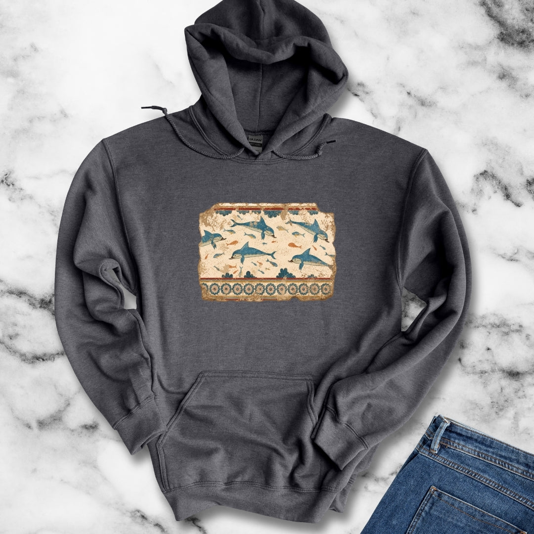 Minoan Dolphin Fresco Fragment Hoodie