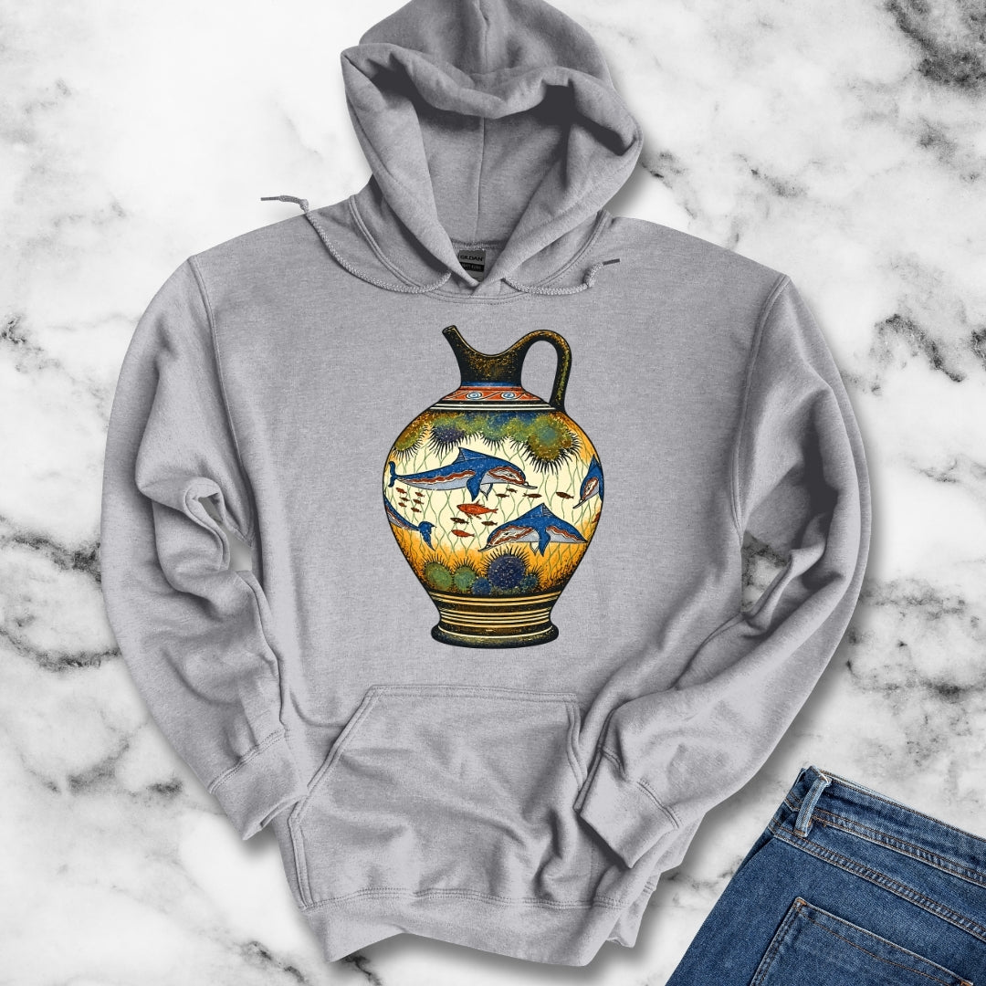 Minoan Dolphin Vase Hoodie