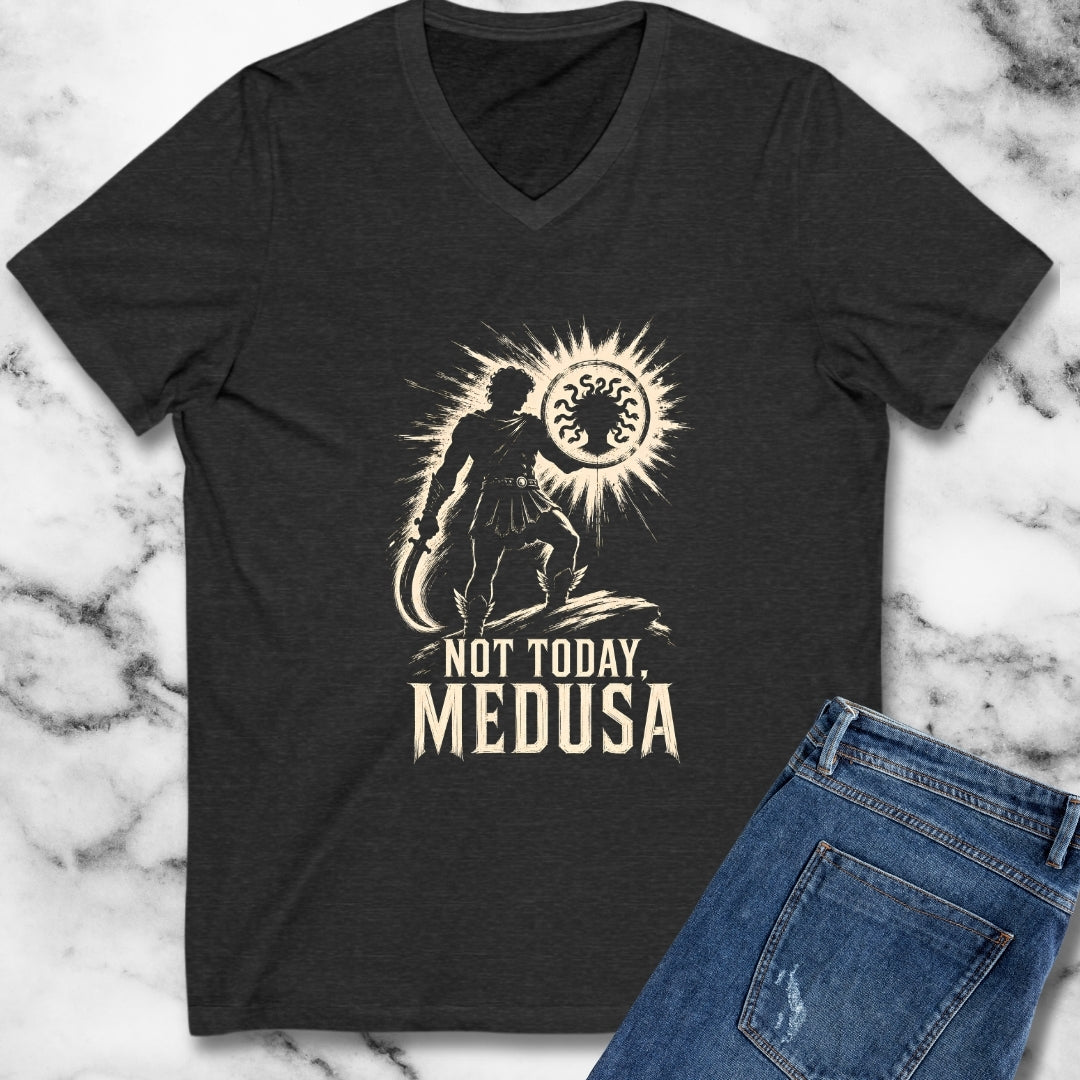 Not Today Medusa Perseus Shield V-Neck