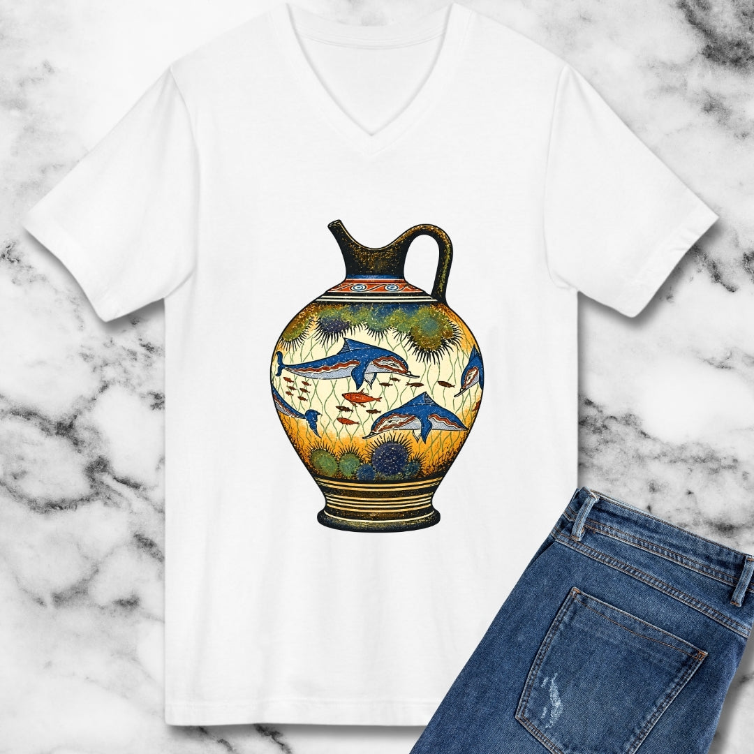 Minoan Dolphin Vase V-neck