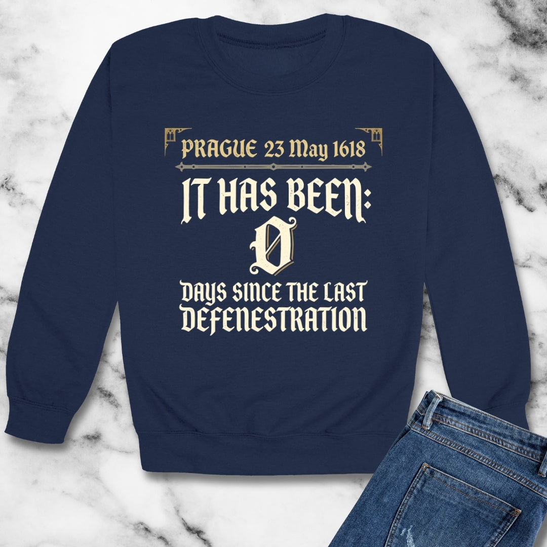 0 Days Since Prague Defenestration 1618 Unisex Heavy Crewneck Sweatshirt