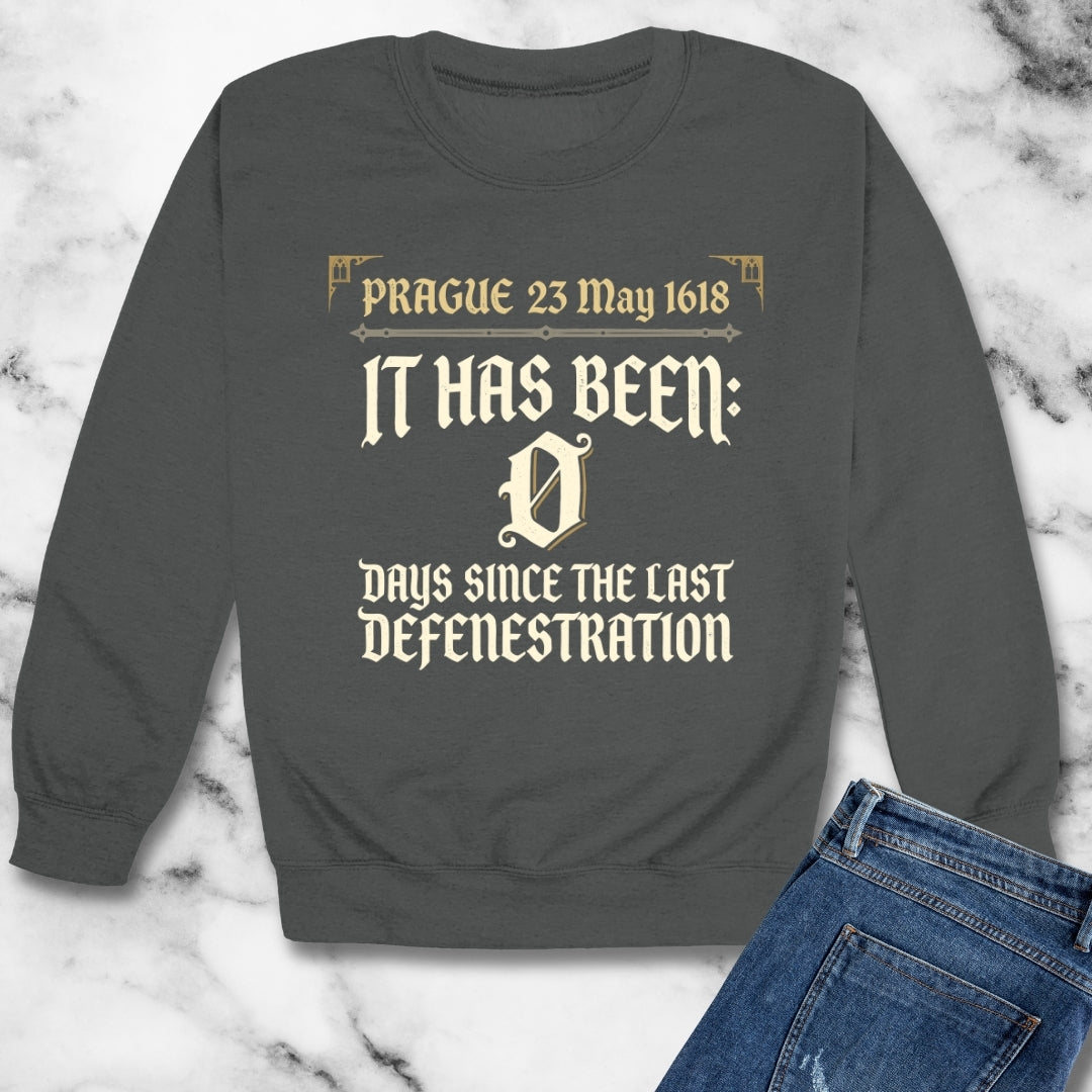 0 Days Since Prague Defenestration 1618 Unisex Heavy Crewneck Sweatshirt