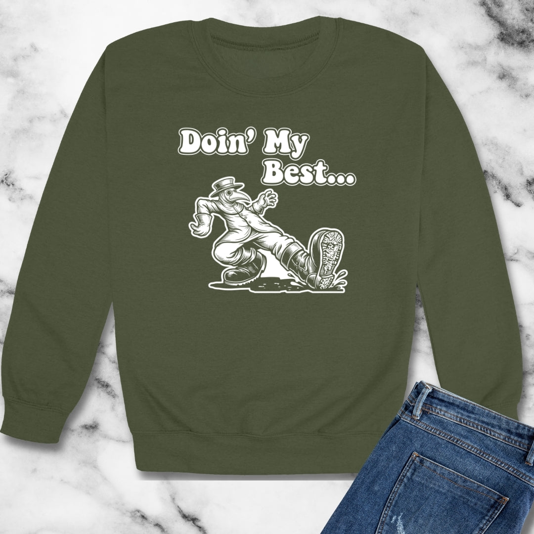 70s Style Black Plague Doctor Unisex Heavy Crewneck Sweatshirt
