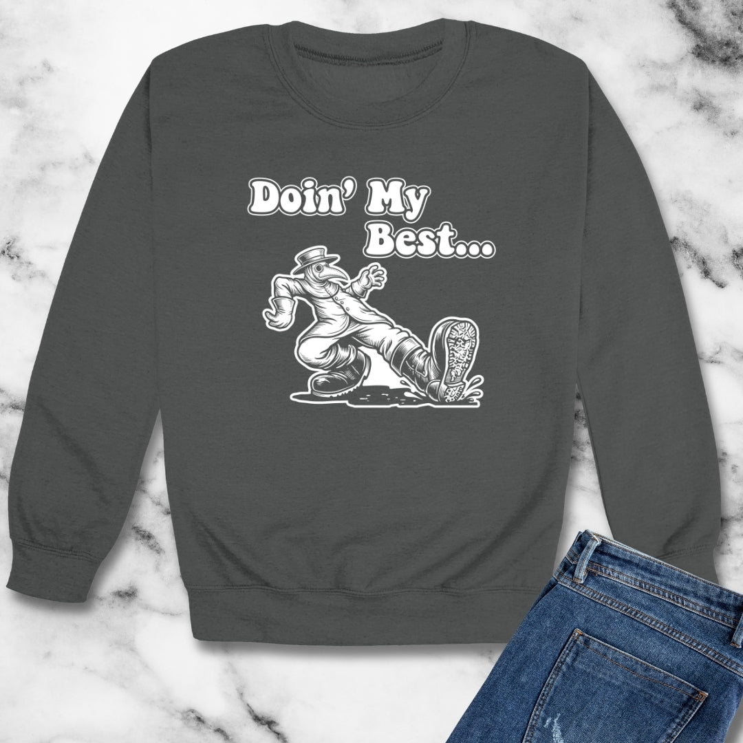 70s Style Black Plague Doctor Unisex Heavy Crewneck Sweatshirt
