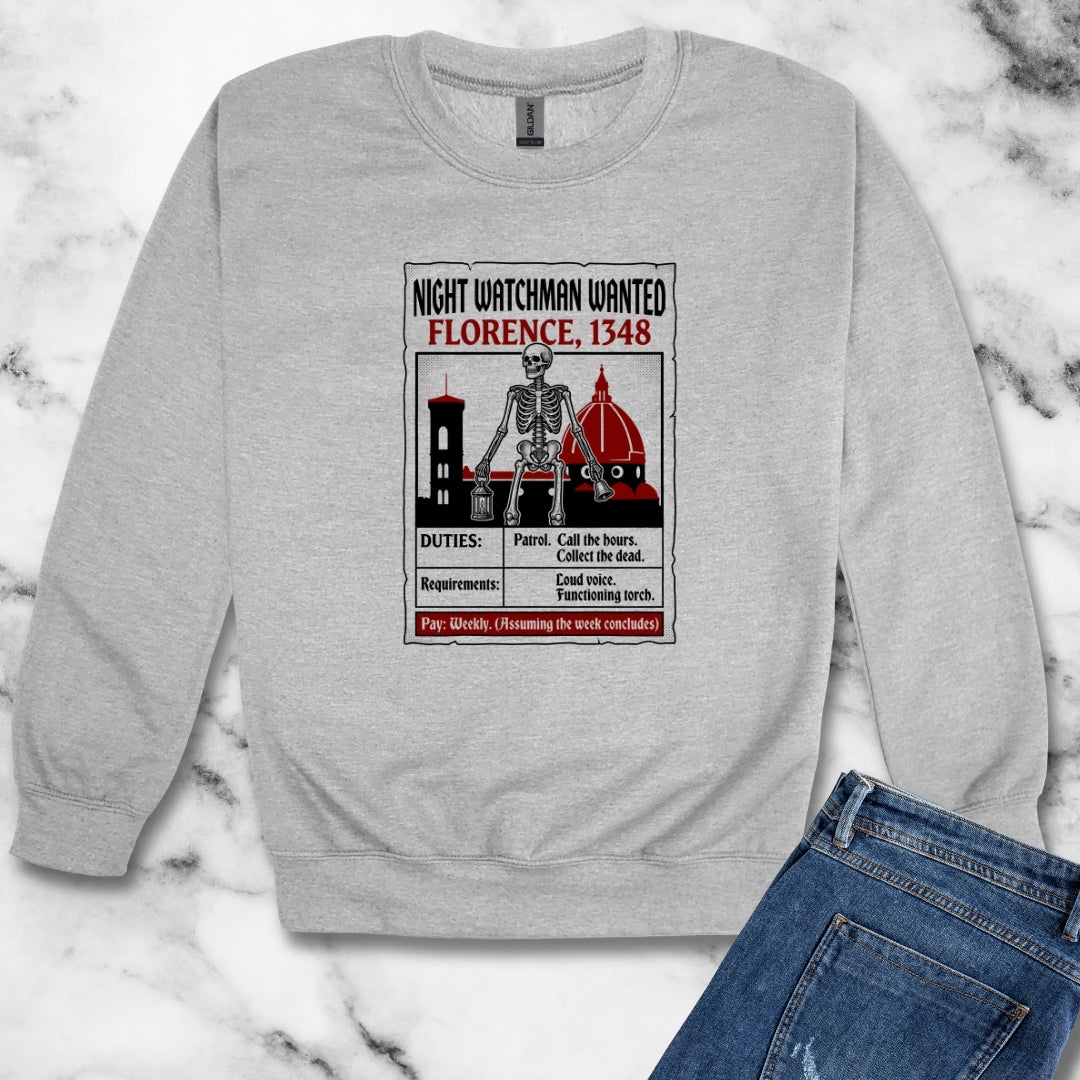 Night Watchman Wanted Unisex Heavy Crewneck Sweatshirt