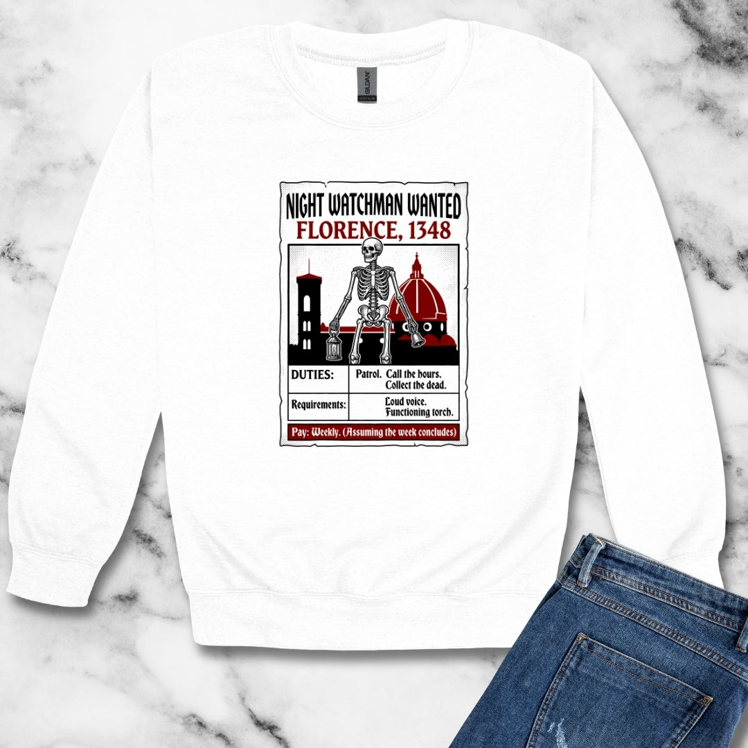 Night Watchman Wanted Unisex Heavy Crewneck Sweatshirt