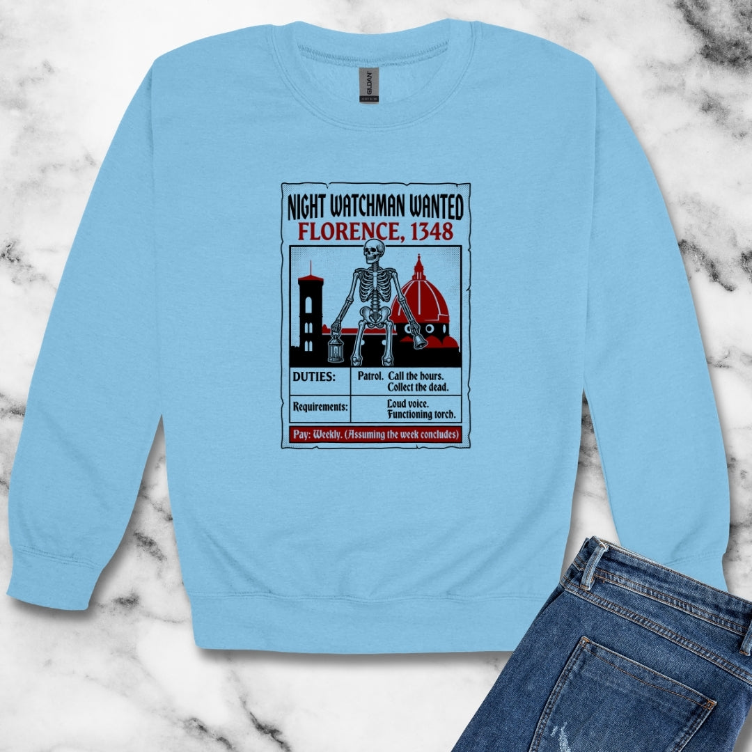 Night Watchman Wanted Unisex Heavy Crewneck Sweatshirt