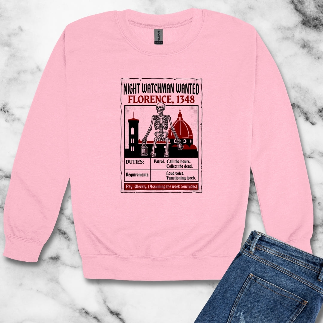 Night Watchman Wanted Unisex Heavy Crewneck Sweatshirt