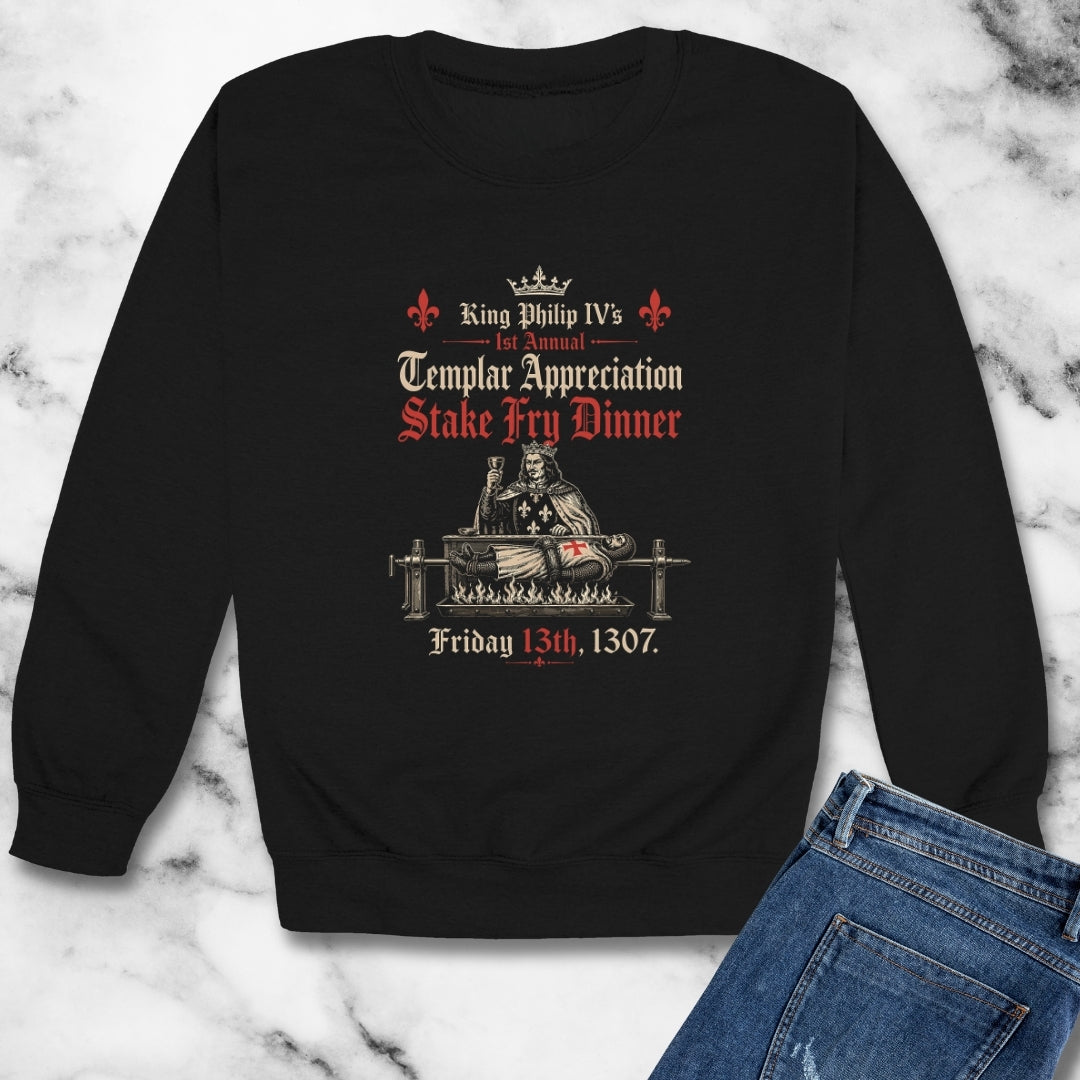 Templar Knights Stake Fry Dinner Unisex Heavy Crewneck Sweatshirt